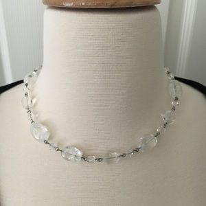 White House Black Market Clear Crystal Necklace